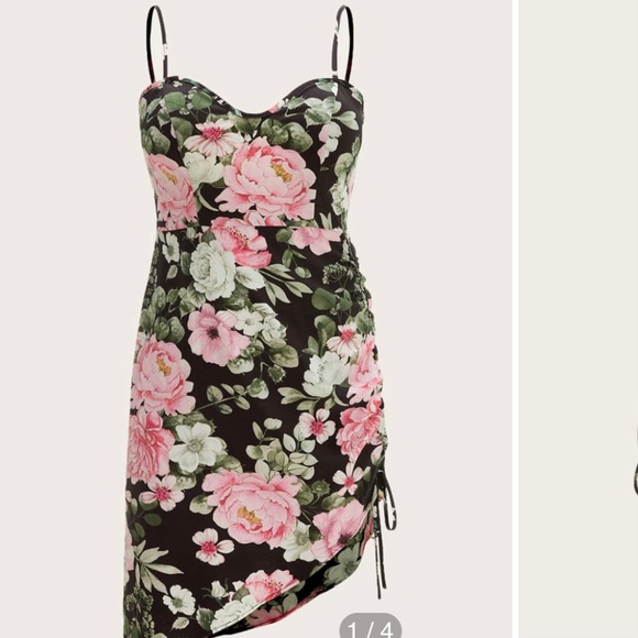 SHEIN Plus Floral Print Asymmetrical Cami Dress - Picture 1 of 5
